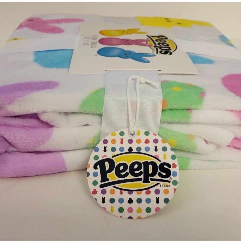 Peeps Plush Throw Blanket - Pastel Multicolor Bunny Print